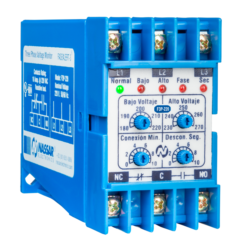 F3P-440 NASSAR, PROTECTOR DE FALLA DE VOLTAJE TRIFÁSICO FASEALERT-3 PLUS EN 440 V & ITEM-002109