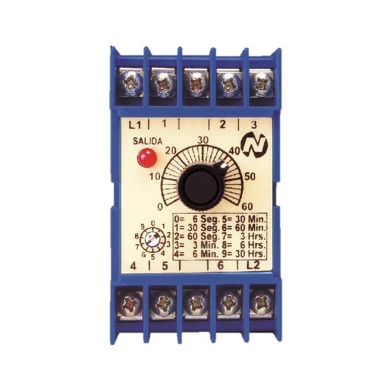 RT-5 NASSAR, RELEVADOR DE TIEMPO RIEL DIN 5 RANGOS 0.1 SEG. A 6 HR 120/220 V & ITEM-002070